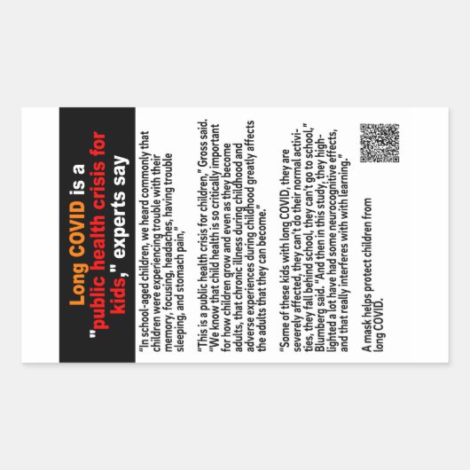 Long Covid in Kinder Papieraufkleber Rechteckiger Aufkleber (Vorderseite)