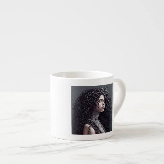 Long Curly Hair Espresso Tasse (Vorderseite Rechts)