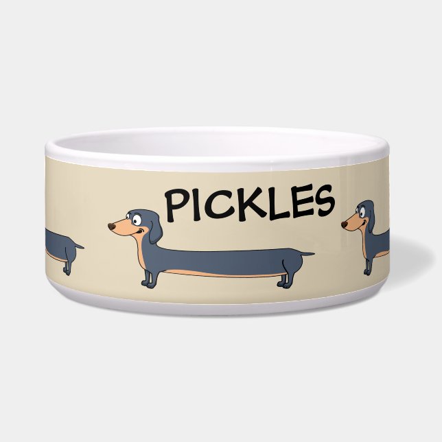 Long Dog - Dackel Keramik Haustier Schale Napf (Vorderseite)