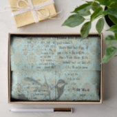 Long French Vintag Aquamarin Bird Seidenpapier (Geschenk)