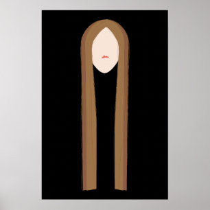 Long Hair Art Minimalistisches modernes Porträt Poster