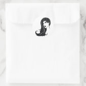Long Hair Beautiful Woman Fashion Art Runder Aufkleber (Tasche)