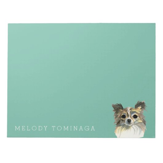 Long Hair Chihuahua Watercolor Portrait Notizblock (Vorderseite)