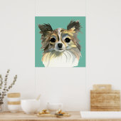 Long Hair Chihuahua Watercolor Portrait Poster (Küche)