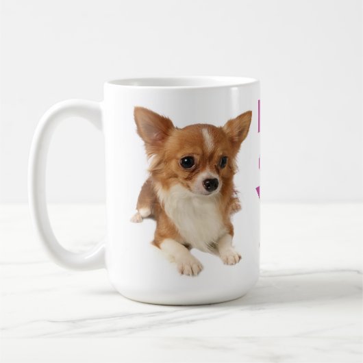 Long Hair Chihuahua Welpe Hund Lila Liebe Kaffeetasse (Links)