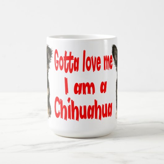 Long Hair Chihuahua Welpe Hund Rote Liebe Kaffeetasse (Mittel)
