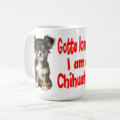 Long Hair Chihuahua Welpe Hund Rote Liebe Kaffeetasse (Vorderseite Links)