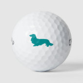 Long Hair Dackel Aquamarin Golfer Geschenk Golfball (Vorderseite)