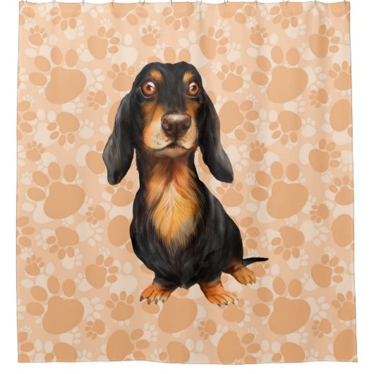 Long Hair Dackel Duschvorhang (Vorderseite)