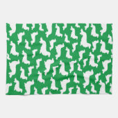 Long Hair Dackel Grünes Küchentuch (Horizontal)