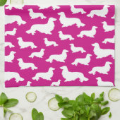 Long Hair Dackel Hot Pink Küchentuch (Gefaltet)