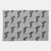 Long Hair Dackel Küche Geschirr Handtuch Grau (Horizontal)