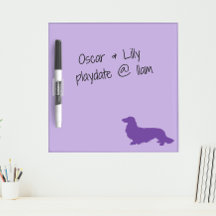 Long Hair Dackel Lila Office White Board