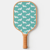 Long Hair Dackel Love Pickleball Aquamarin Pickleball Schläger (Vorderseite)