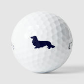 Long Hair Dackel Navy Golfer Geschenk Golfball (Vorderseite)