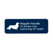 Long Hair Dackel Navy White Address Label (Vorne)