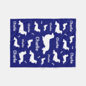 Long Hair Dackel Personalisiert Navy Blanket Fleecedecke (Vorderseite (Horizontal))