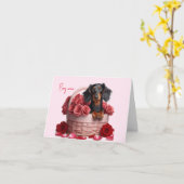 Long Hair Dackel Valentine Card Karte (Gelbe Blume)