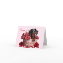 Long Hair Dackel Valentine Card