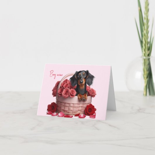 Long Hair Dackel Valentine Card Karte (Vorderseite)