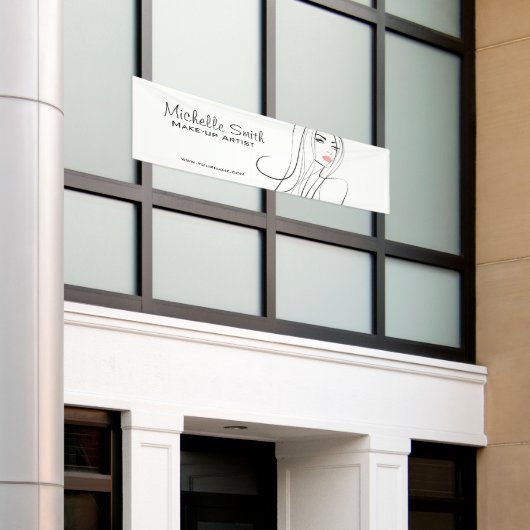 Long Hair Friseur macht Künstlermarken Banner (Äußeres Gebäude)