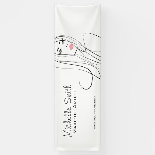 Long Hair Friseur macht Künstlermarken Banner (Vertikal)