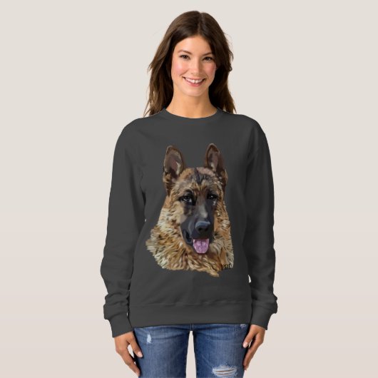 Long Hair German Shepherd Dog Sweatshirt (Vorne ganz)