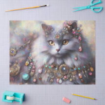 Long Hair Gray Nebelung Cat Kitty Decoupage