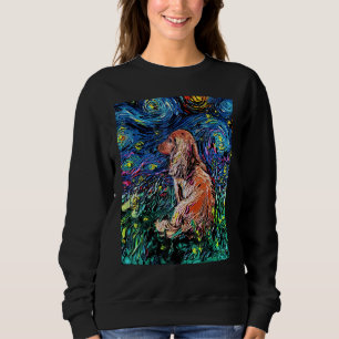 Long Hair Red Brown Dackel Starry Night Dog Kunst Sweatshirt