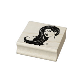 Long Hair Schöne Frauen Mode Makeup Art Gummistempel