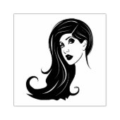 Long Hair Schöne Frauen Mode Makeup Art Gummistempel (Prägung)