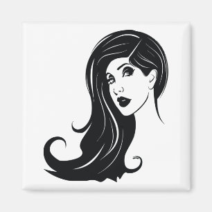 Long Hair Schöne Frauen Mode Makeup Art Magnet