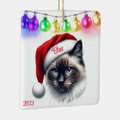 Long Hair Siamese Cat Christmas Keramikornament (Rechts)