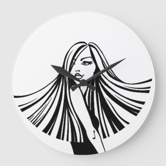 Long Haired Beauty Wall Clock Große Wanduhr (Vorderseite)