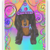 LONG HAIRED BLACK & TAN DOXIE AUFKLEBER (Vorderseite)