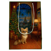 Long-haired Chihuahua Holiday  Mittlere Geschenktüte (Rückseite)