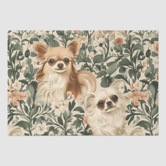 Long Haired Chihuahuas William Morris Decoupage Seidenpapier (Vorderseite)