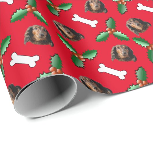 Long Haired Dachshund Geschenkpapier (Rolleneckpunkt)
