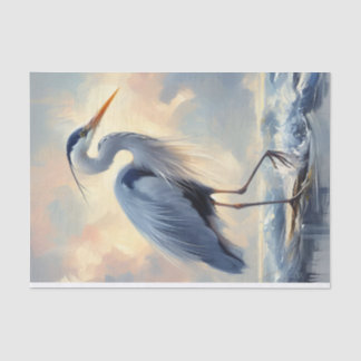Long Haired Heron Decoupage Seidenpapier