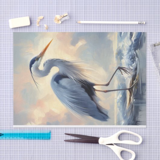 Long Haired Heron Decoupage Seidenpapier (Handwerk)
