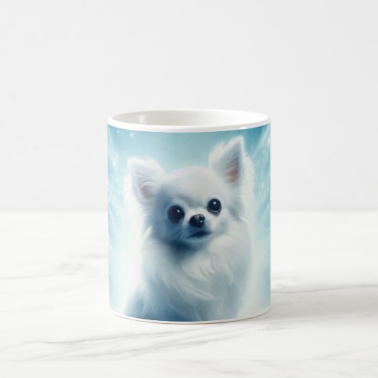Long Haired White Chihuahua Kaffeetasse (Mittel)