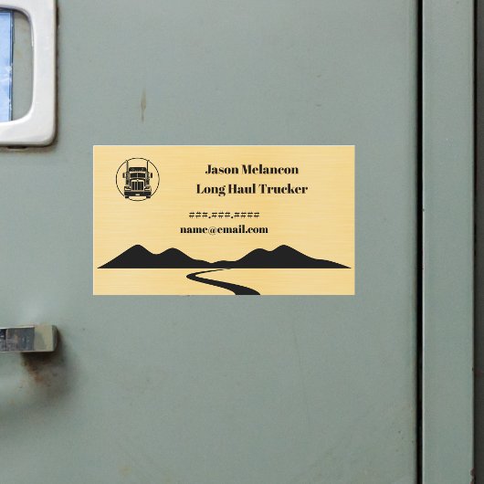 Long Haul Trucker Gold Truck Road Mountain Magnet