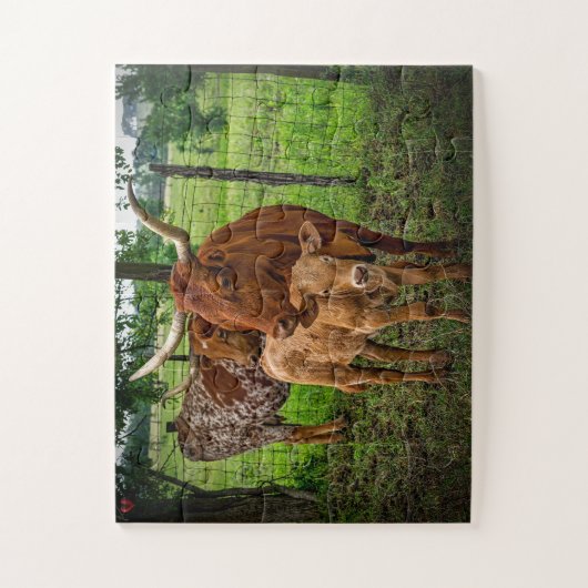 Long Horn Cattle Texas Puzzle (Vertikal)