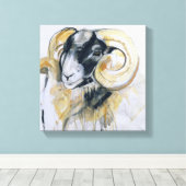 Long Horn Sheep Leinwanddruck (Insitu (Holzboden))