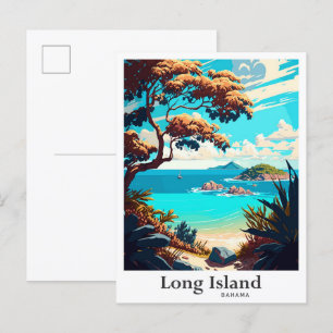 Long Island Bahamas Kunst Vintage Reiseillustratio Postkarte