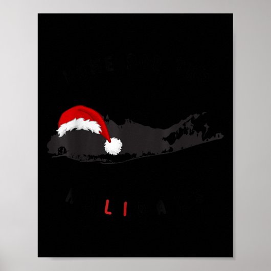 Long Island Christmas - Long Island Map With Santa Poster (Vorne)