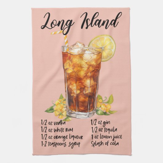 Long Island Cocktail Rezept Geschirrtuch (Vertikal)