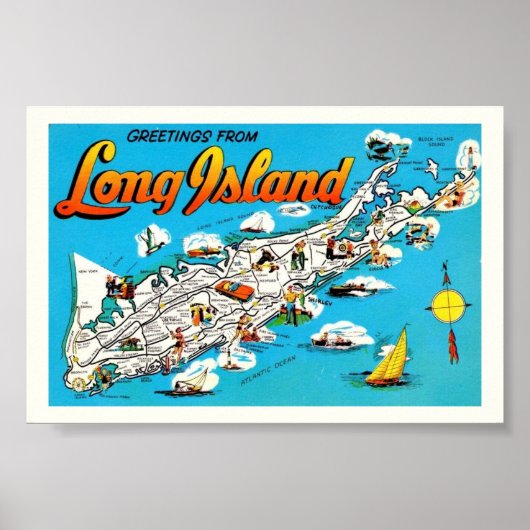 Long Island Grußkarte 6x4 Print Poster (Vorne)