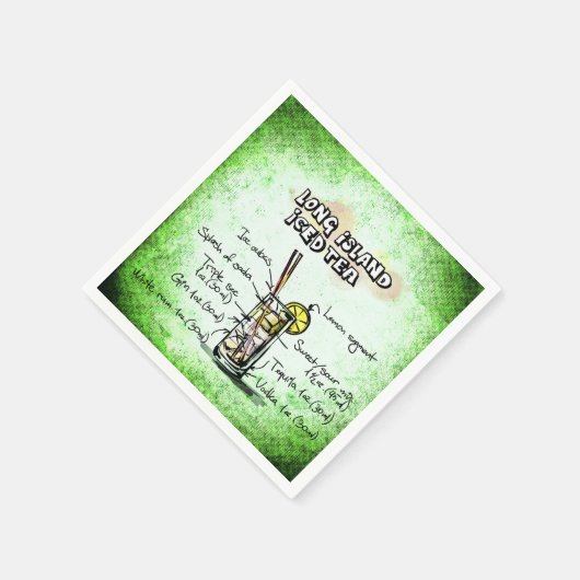 Long Island Iced Tee Barkeeper Drink Recipe Serviette (Ecke)