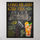 Long Island Iced Tee Rezept Chalkboard Cocktail Ar Poster (Vorne)